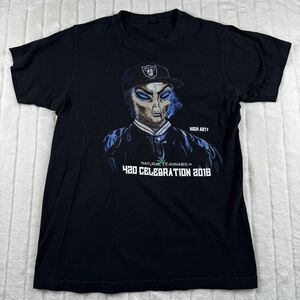 Easy E Cannabis T-Shirt Mens S Double Side Alien 420 Celebration Oakland Raiders